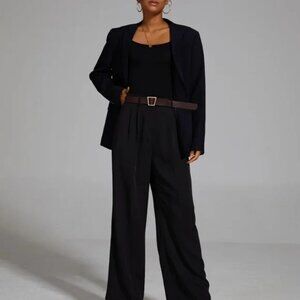 FUNYYZO Women's Wide Leg Pants High Elastic Waisted in The Back Work Trouser